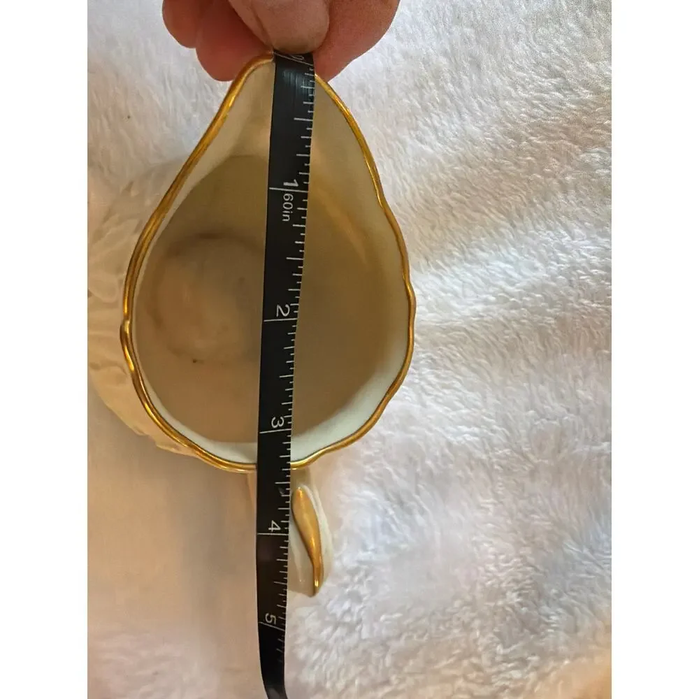 Lenox Cream Gold Trim Creamer Pitcher Leaf Pattern Fine China Made in USA VTG